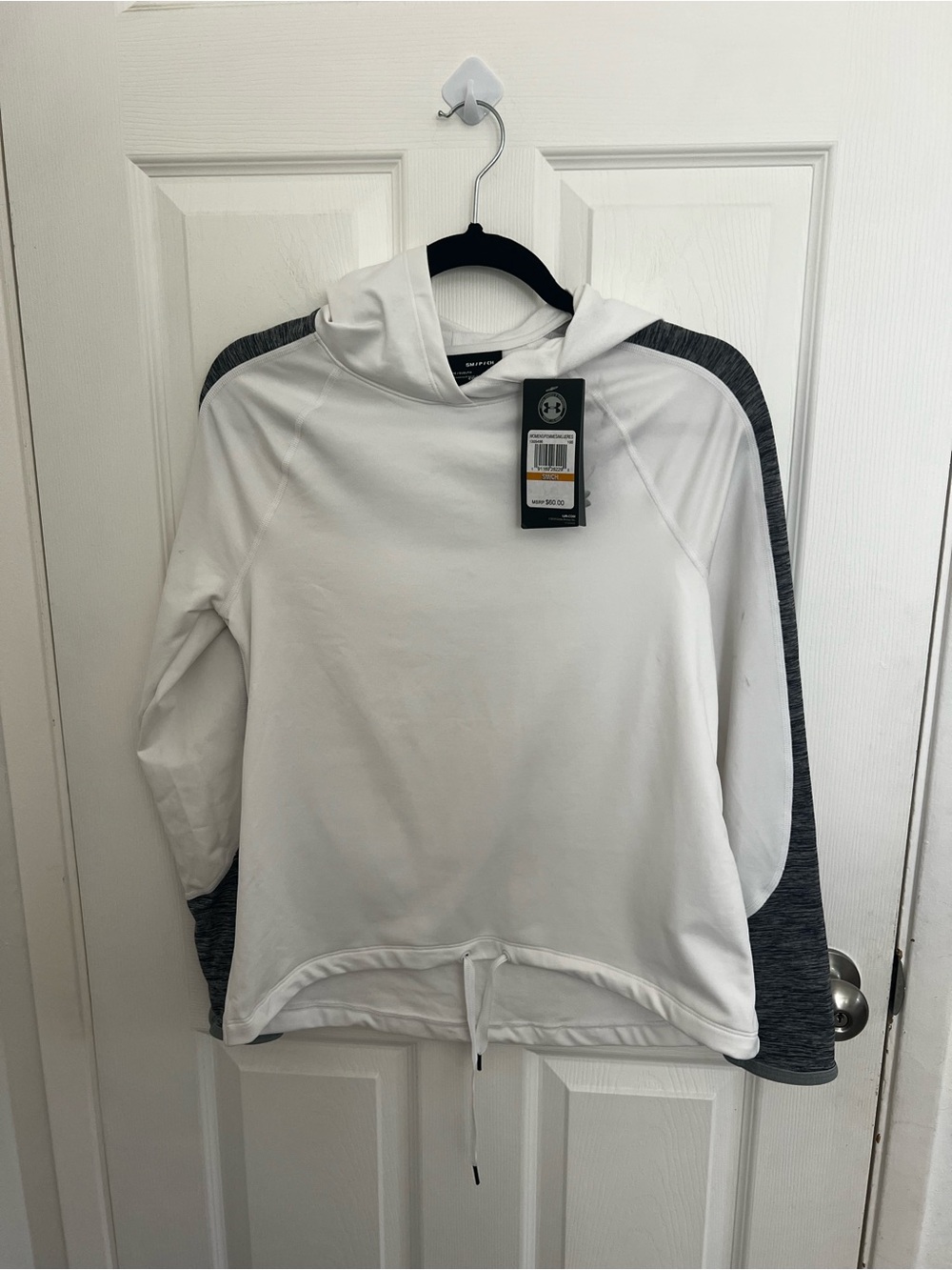 Under Armour White Hooded Pullover with Dark Gray Accents